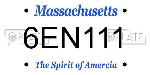 6EN111 Massachusetts License Plate