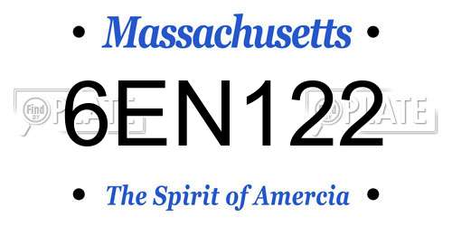 6EN122 Massachusetts License Plate