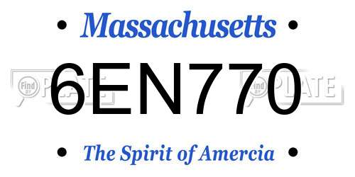 6EN770 Massachusetts License Plate