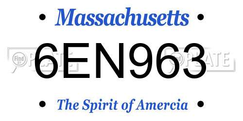6EN963 Massachusetts License Plate