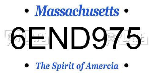 6END975 Massachusetts License Plate