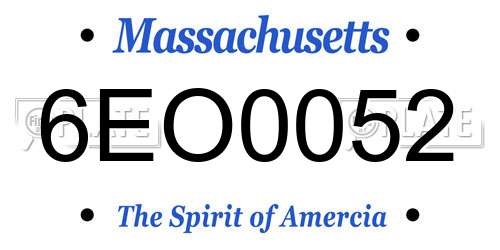 6EO0052 Massachusetts License Plate