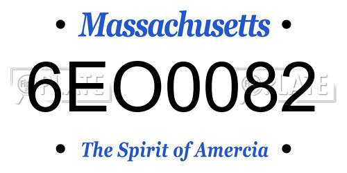 6EO0082 Massachusetts License Plate