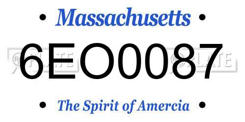 6EO0087 Massachusetts License Plate