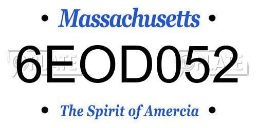 6EOD052 Massachusetts License Plate