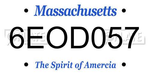 6EOD057 Massachusetts License Plate