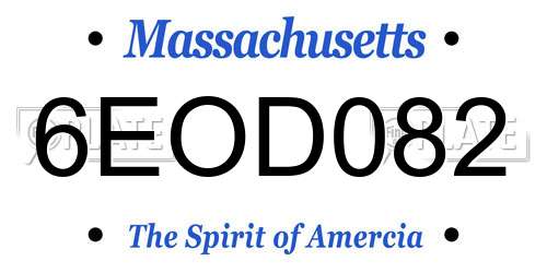 6EOD082 Massachusetts License Plate