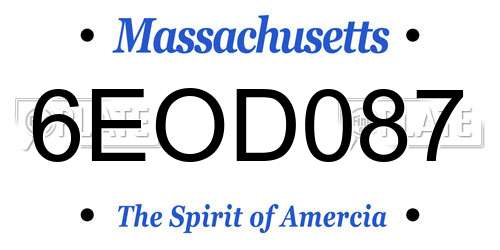 6EOD087 Massachusetts License Plate