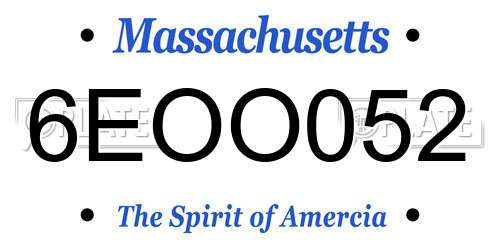 6EOO052 Massachusetts License Plate