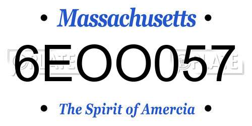 6EOO057 Massachusetts License Plate