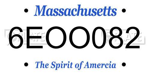 6EOO082 Massachusetts License Plate