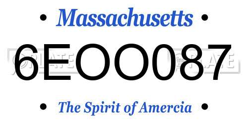 6EOO087 Massachusetts License Plate