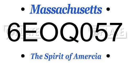 6EOQ057 Massachusetts License Plate