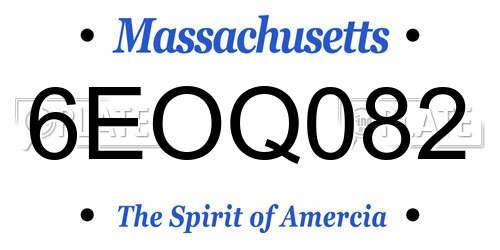 6EOQ082 Massachusetts License Plate