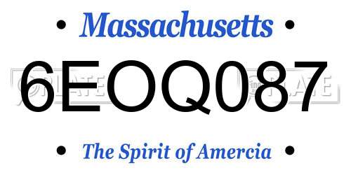 6EOQ087 Massachusetts License Plate