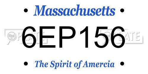 6EP156 Massachusetts License Plate