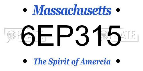 6EP315 Massachusetts License Plate