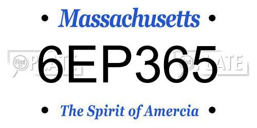 6EP365 Massachusetts License Plate