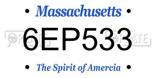 6EP533 Massachusetts License Plate
