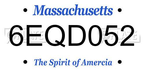 6EQD052 Massachusetts License Plate