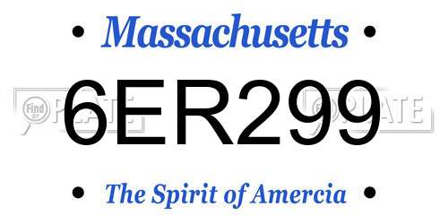 6ER299 Massachusetts License Plate