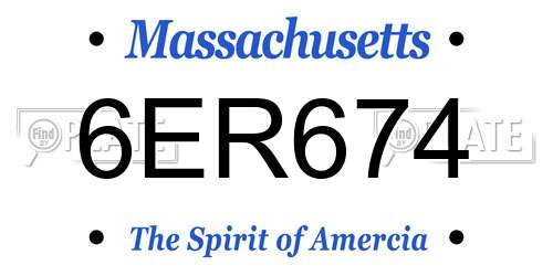 6ER674 Massachusetts License Plate