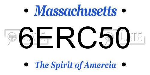 6ERC50 Massachusetts License Plate