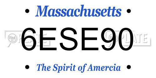 6ESE90 Massachusetts License Plate