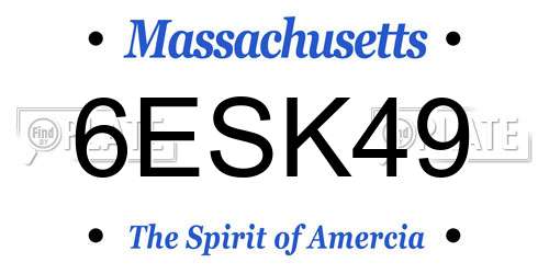 6ESK49 Massachusetts License Plate
