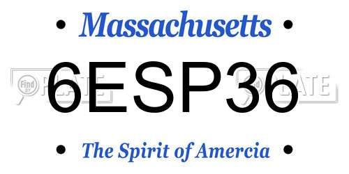 6ESP36 Massachusetts License Plate