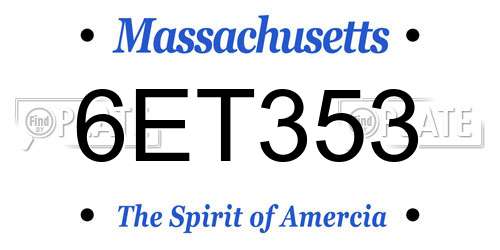 6ET353 Massachusetts License Plate