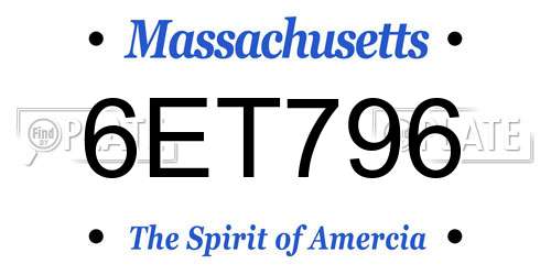 6ET796 Massachusetts License Plate