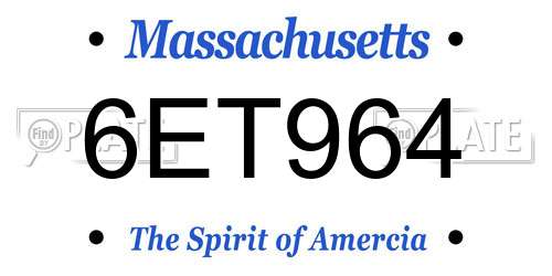 6ET964 Massachusetts License Plate