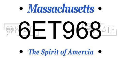 6ET968 Massachusetts License Plate