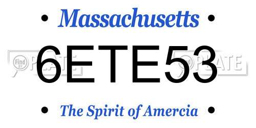 6ETE53 Massachusetts License Plate