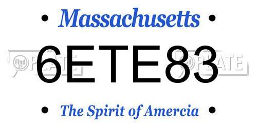 6ETE83 Massachusetts License Plate