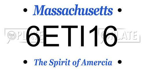 6ETI16 Massachusetts License Plate