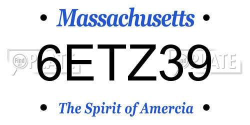 6ETZ39 Massachusetts License Plate