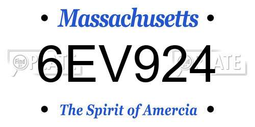 6EV924 Massachusetts License Plate