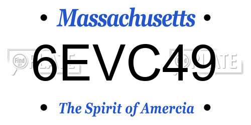 6EVC49 Massachusetts License Plate