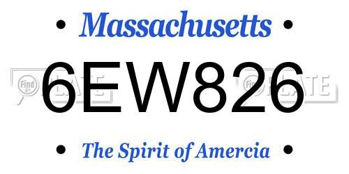 6EW826 Massachusetts License Plate