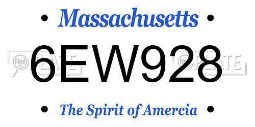 6EW928 Massachusetts License Plate