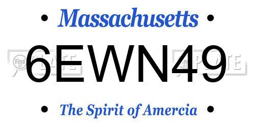 6EWN49 Massachusetts License Plate