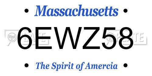 6EWZ58 Massachusetts License Plate