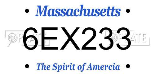 6EX233 Massachusetts License Plate