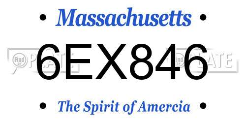 6EX846 Massachusetts License Plate