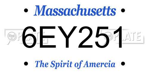 6EY251 Massachusetts License Plate