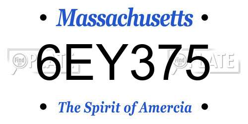 6EY375 Massachusetts License Plate