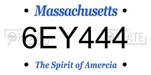 6EY444 Massachusetts License Plate