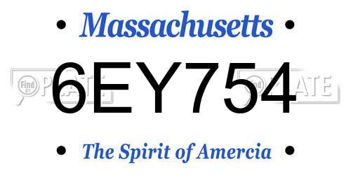6EY754 Massachusetts License Plate